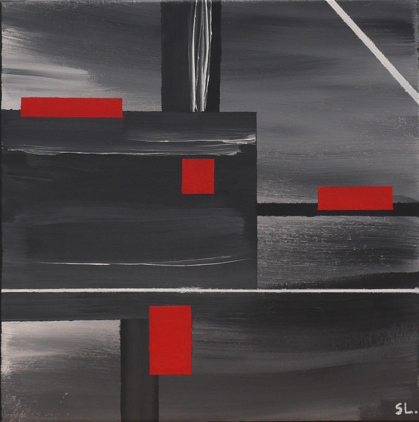 "Rouge en cadre" 30x30