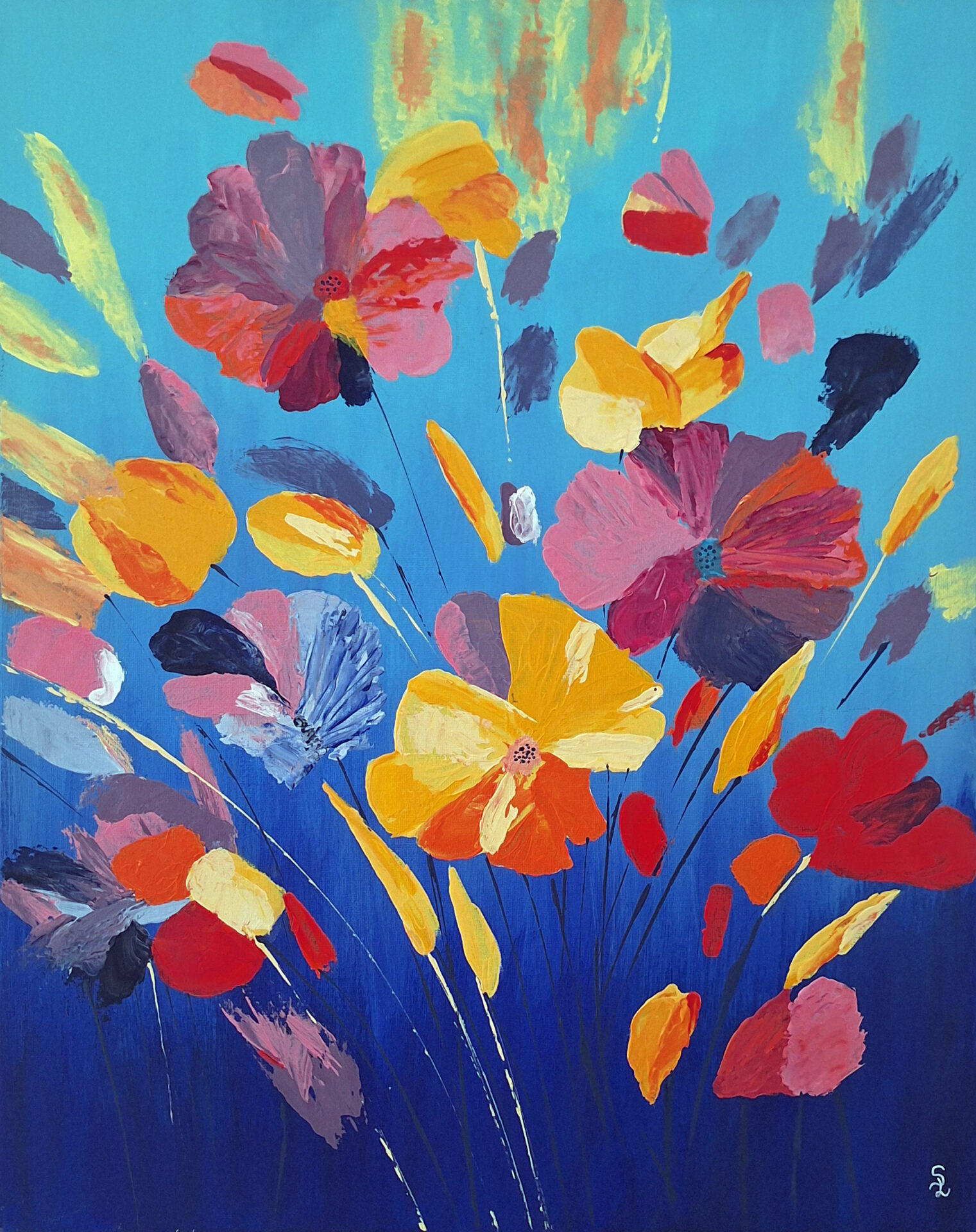 "Fleur Bleu" 50x40